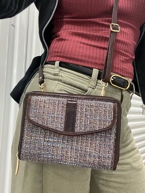 New Vintage Tapestry Crossbody Bag Grey Wenz